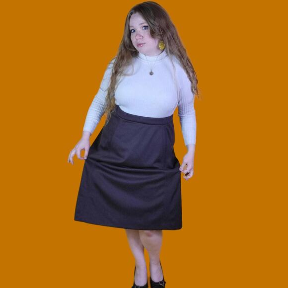 Vintage Deadstock NOS Cricket Lane Brown Midi Skirt, 34 XL - Picture 2 of 4